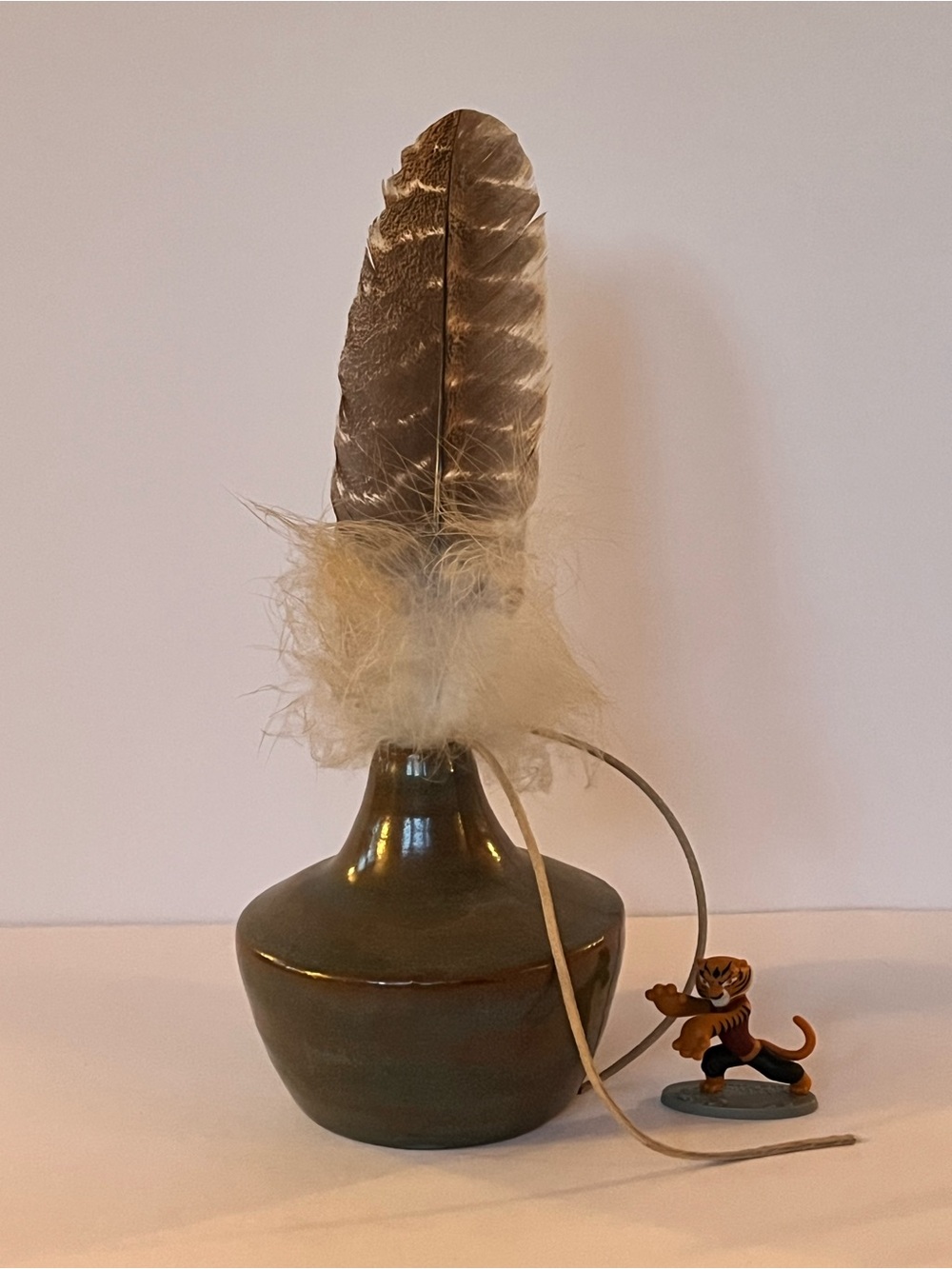 Genuine Leather Wrapped Feather Wand – for Ceremonial Smudging